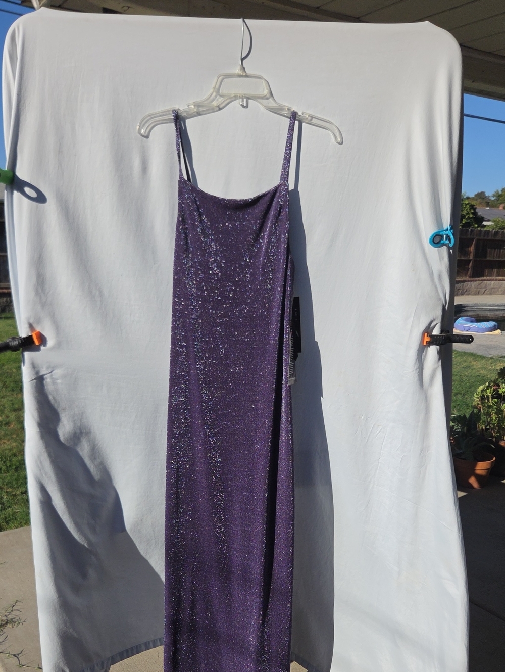All That Jazz Purple Sequin Maxi Slip Dress Sz Med